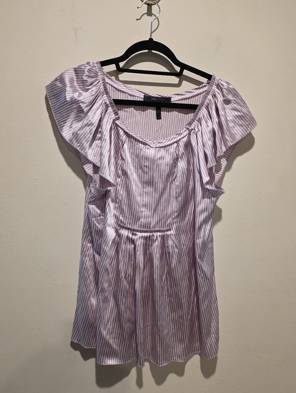 Striped Lavender Ruffle Sleeve Women's Top